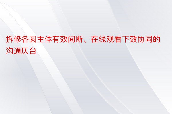 拆修各圆主体有效间断、在线观看下效协同的沟通仄台