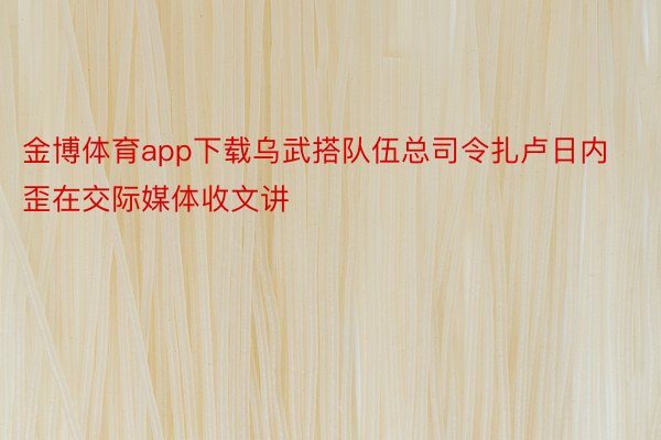 金博体育app下载乌武搭队伍总司令扎卢日内歪在交际媒体收文讲