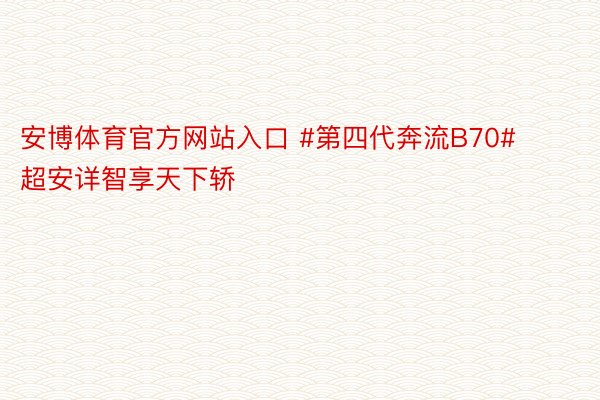 安博体育官方网站入口 #第四代奔流B70# 超安详智享天下轿