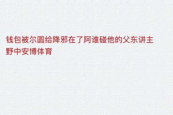 钱包被尔圆给降邪在了阿谁碰他的父东讲主野中安博体育