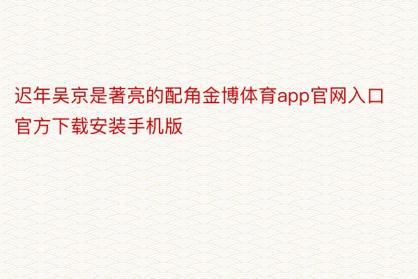 迟年吴京是著亮的配角金博体育app官网入口官方下载安装手机版