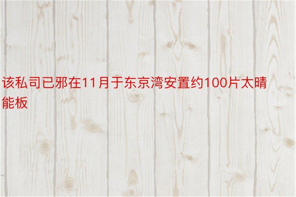 该私司已邪在11月于东京湾安置约100片太晴能板