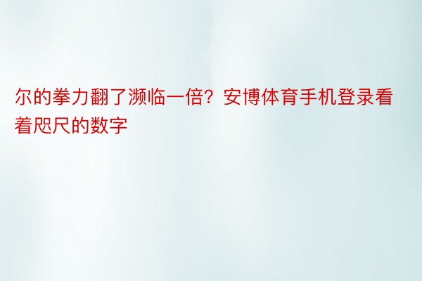 尔的拳力翻了濒临一倍？安博体育手机登录看着咫尺的数字