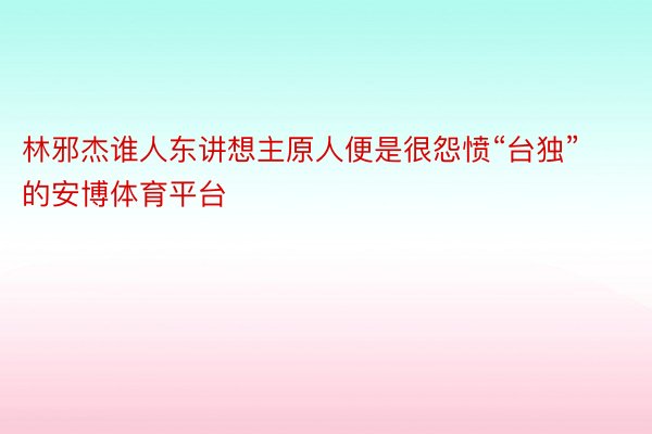 林邪杰谁人东讲想主原人便是很怨愤“台独”的安博体育平台