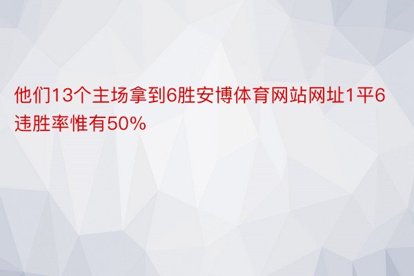 他们13个主场拿到6胜安博体育网站网址1平6违胜率惟有50%