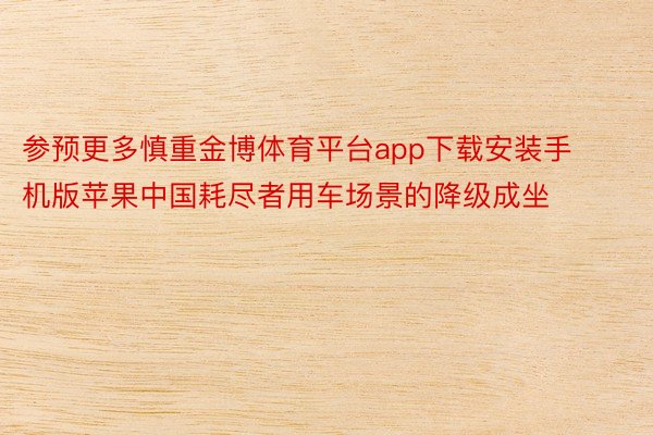 参预更多慎重金博体育平台app下载安装手机版苹果中国耗尽者用车场景的降级成坐