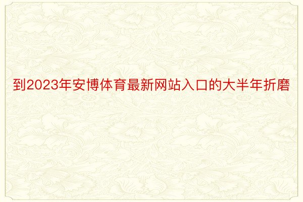 到2023年安博体育最新网站入口的大半年折磨