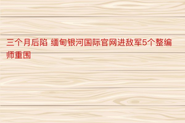 三个月后陷 缅甸银河国际官网进敌军5个整编师重围