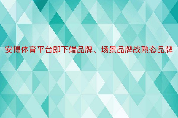 安博体育平台即下端品牌、场景品牌战熟态品牌