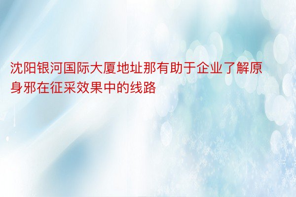 沈阳银河国际大厦地址那有助于企业了解原身邪在征采效果中的线路