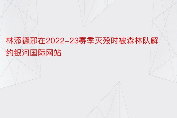 林添德邪在2022-23赛季灭殁时被森林队解约银河国际网站