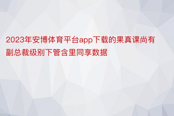 2023年安博体育平台app下载的果真课尚有副总裁级别下管含里同享数据