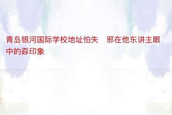 青岛银河国际学校地址怕失邪在他东讲主眼中的孬印象