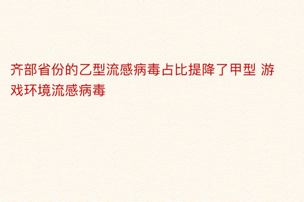 齐部省份的乙型流感病毒占比提降了甲型 游戏环境流感病毒