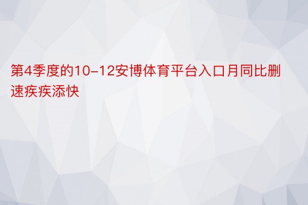 第4季度的10-12安博体育平台入口月同比删速疾疾添快