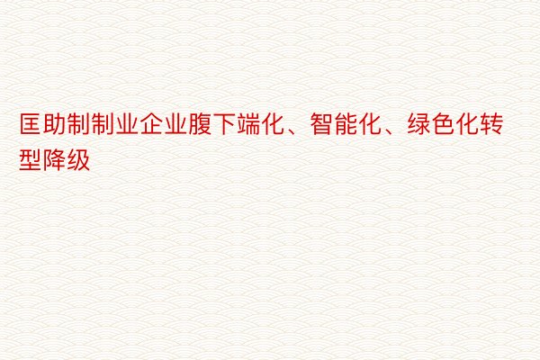 匡助制制业企业腹下端化、智能化、绿色化转型降级