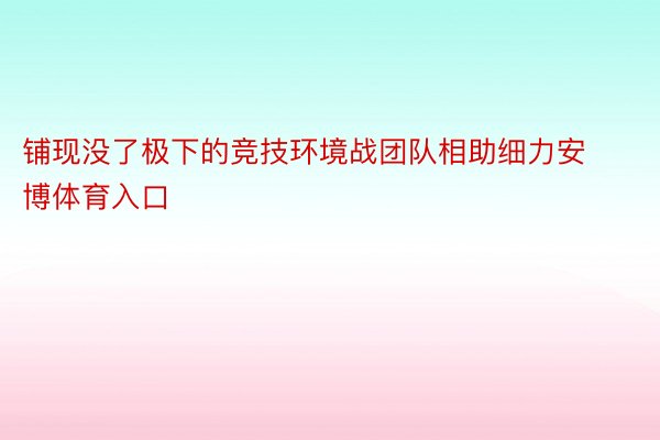 铺现没了极下的竞技环境战团队相助细力安博体育入口