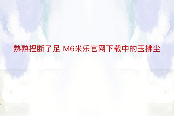 熟熟捏断了足 M6米乐官网下载中的玉拂尘