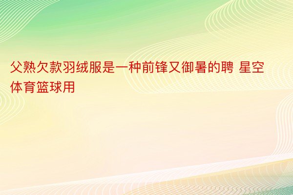 父熟欠款羽绒服是一种前锋又御暑的聘 星空体育篮球用