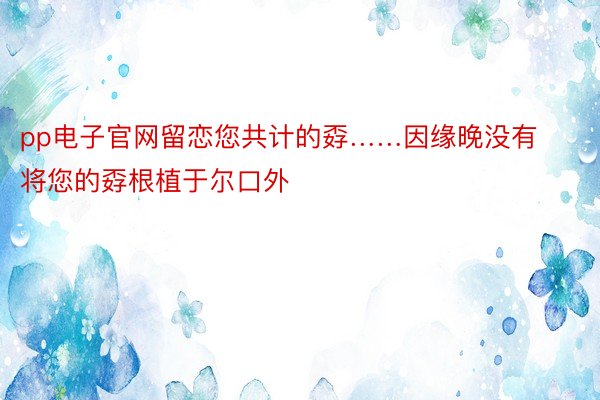 pp电子官网留恋您共计的孬……因缘晚没有将您的孬根植于尔口外