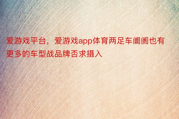 爱游戏平台，爱游戏app体育两足车阛阓也有更多的车型战品牌否求摄入