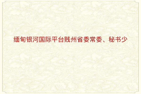 缅甸银河国际平台贱州省委常委、秘书少