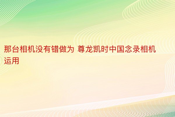 那台相机没有错做为 尊龙凯时中国念录相机运用