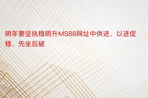 明年要坚执稳明升MS88网址中供进、以进促稳、先坐后破