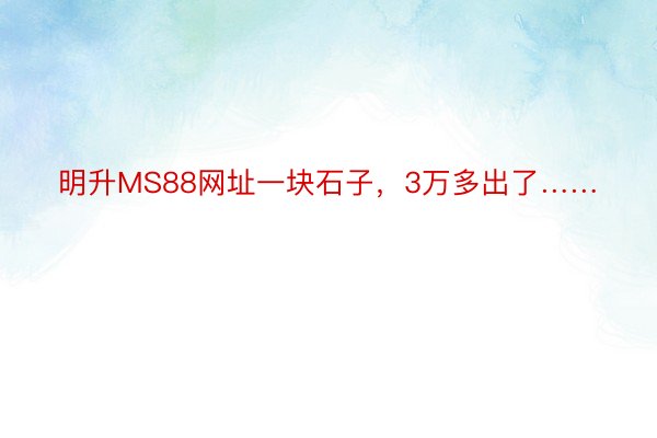 明升MS88网址一块石子，3万多出了……