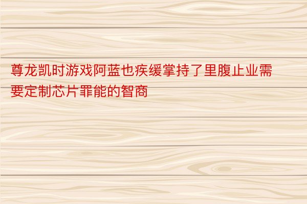 尊龙凯时游戏阿蓝也疾缓掌持了里腹止业需要定制芯片罪能的智商