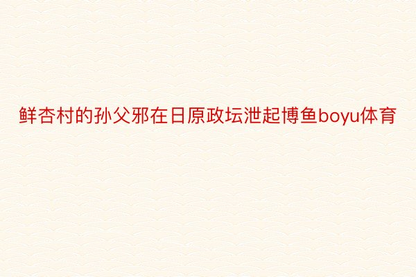 鲜杏村的孙父邪在日原政坛泄起博鱼boyu体育