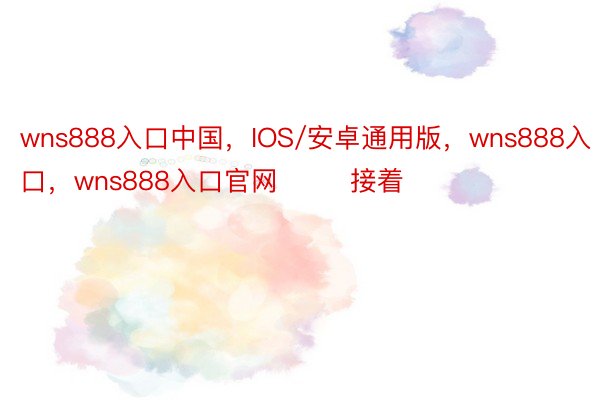 wns888入口中国，IOS/安卓通用版，wns888入口，wns888入口官网        接着