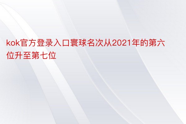 kok官方登录入口寰球名次从2021年的第六位升至第七位