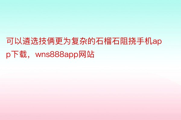 可以遴选技俩更为复杂的石榴石阻挠手机app下载，wns888app网站