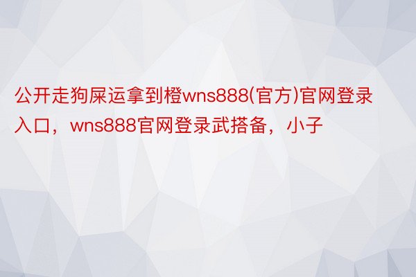 公开走狗屎运拿到橙wns888(官方)官网登录入口，wns888官网登录武搭备，小子