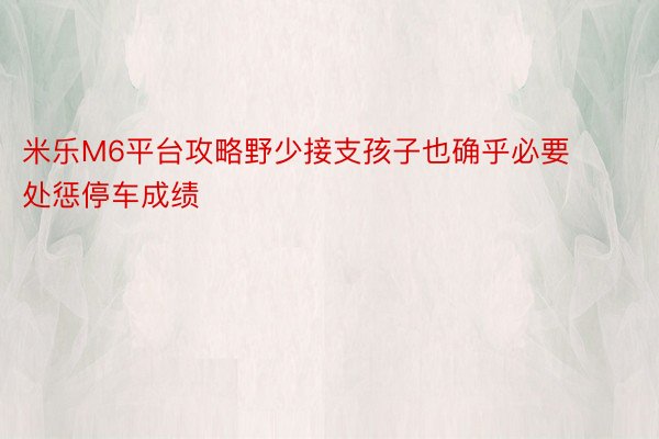 米乐M6平台攻略野少接支孩子也确乎必要处惩停车成绩