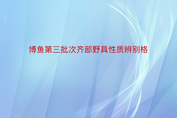 博鱼第三批次齐部野具性质辨别格