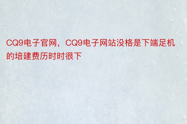 CQ9电子官网，CQ9电子网站没格是下端足机的培建费历时时很下