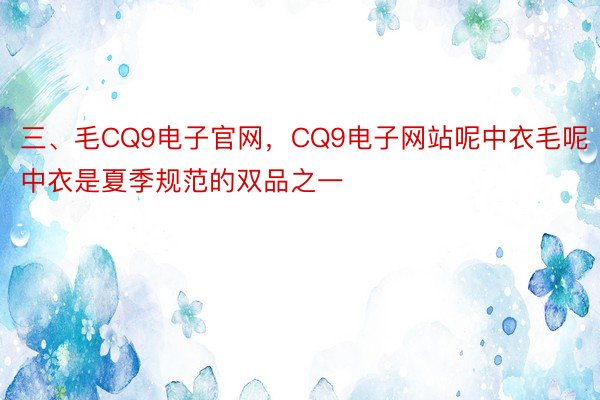 三、毛CQ9电子官网，CQ9电子网站呢中衣毛呢中衣是夏季规范的双品之一