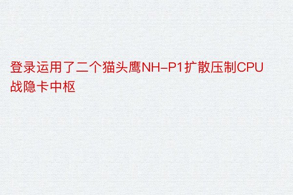 登录运用了二个猫头鹰NH-P1扩散压制CPU战隐卡中枢