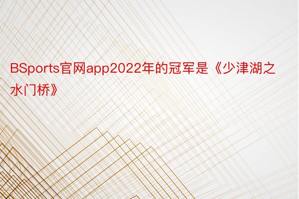 BSports官网app2022年的冠军是《少津湖之水门桥》