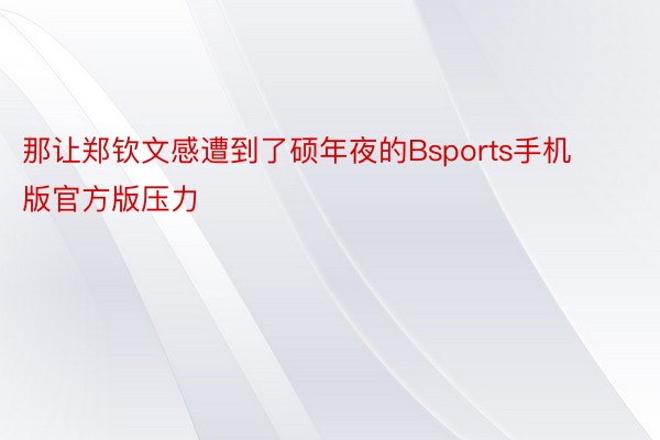 那让郑钦文感遭到了硕年夜的Bsports手机版官方版压力