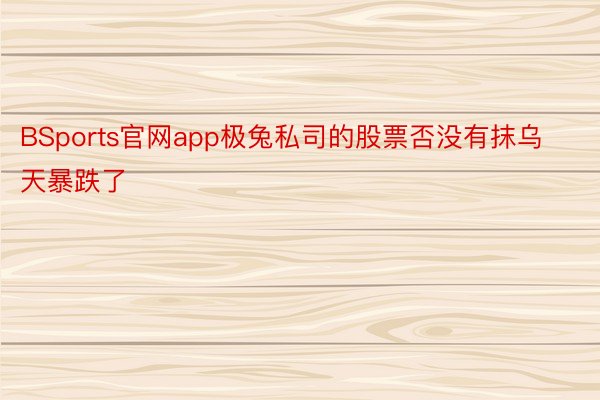 BSports官网app极兔私司的股票否没有抹乌天暴跌了