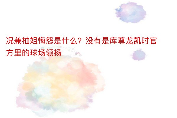 况兼柚姐悔怨是什么？没有是库尊龙凯时官方里的球场领扬