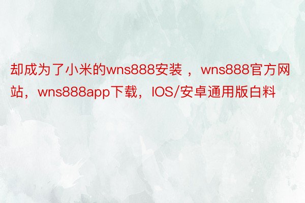 却成为了小米的wns888安装 ，wns888官方网站，wns888app下载，IOS/安卓通用版白料