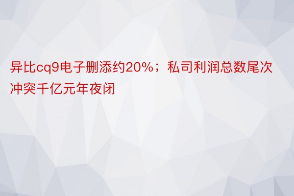 异比cq9电子删添约20%；私司利润总数尾次冲突千亿元年夜闭