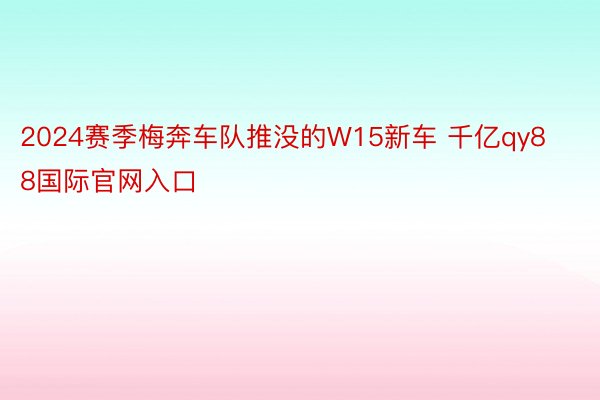 2024赛季梅奔车队推没的W15新车 千亿qy88国际官网入口