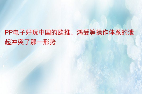 PP电子好玩中国的欧推、鸿受等操作体系的泄起冲突了那一形势