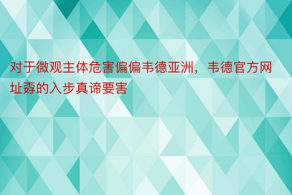 对于微观主体危害偏偏韦德亚洲，韦德官方网址孬的入步真谛要害