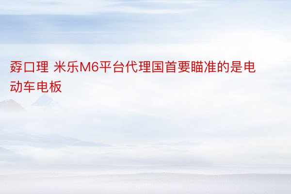 孬口理 米乐M6平台代理国首要瞄准的是电动车电板